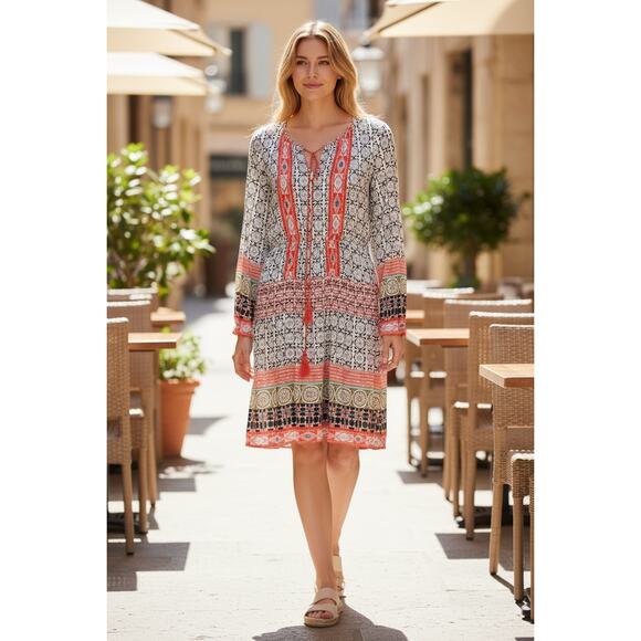 Chelsea & Violet Women's Mixed Print Boho Long Sleeve Shirt Dress Size Large - Picture 1 of 4